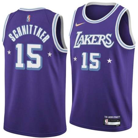 2021-22City Dick Schnittker Twill Basketball Jersey -Lakers #15 Schnittker Twill Jerseys, FREE SHIPPING