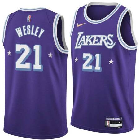 2021-22City Walt Wesley Twill Basketball Jersey -Lakers #21 Wesley Twill Jerseys, FREE SHIPPING