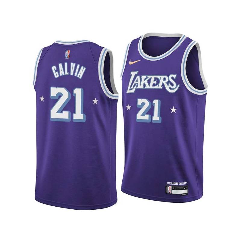 2021-22City Mack Calvin Twill Basketball Jersey -Lakers #21 Calvin Twill Jerseys, FREE SHIPPING