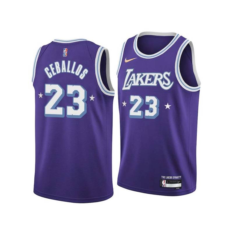 2021-22City Cedric Ceballos Twill Basketball Jersey -Lakers #23 Ceballos Twill Jerseys, FREE SHIPPING