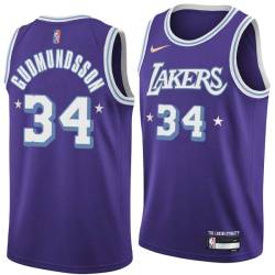 2021-22City Petur Gudmundsson Twill Basketball Jersey -Lakers #34 Gudmundsson Twill Jerseys, FREE SHIPPING