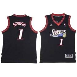 Black Throwback Glenn Robinson Twill Basketball Jersey -76ers #1 Robinson Twill Jerseys, FREE SHIPPING