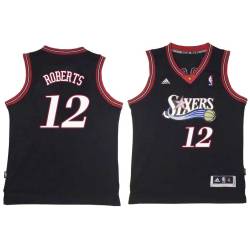 Black Throwback Joe Roberts Twill Basketball Jersey -76ers #12 Roberts Twill Jerseys, FREE SHIPPING