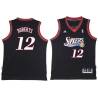 Black Throwback Joe Roberts Twill Basketball Jersey -76ers #12 Roberts Twill Jerseys, FREE SHIPPING