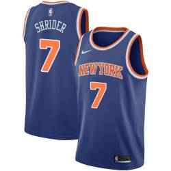 Blue Dick Shrider Twill Basketball Jersey -Knicks #7 Shrider Twill Jerseys, FREE SHIPPING