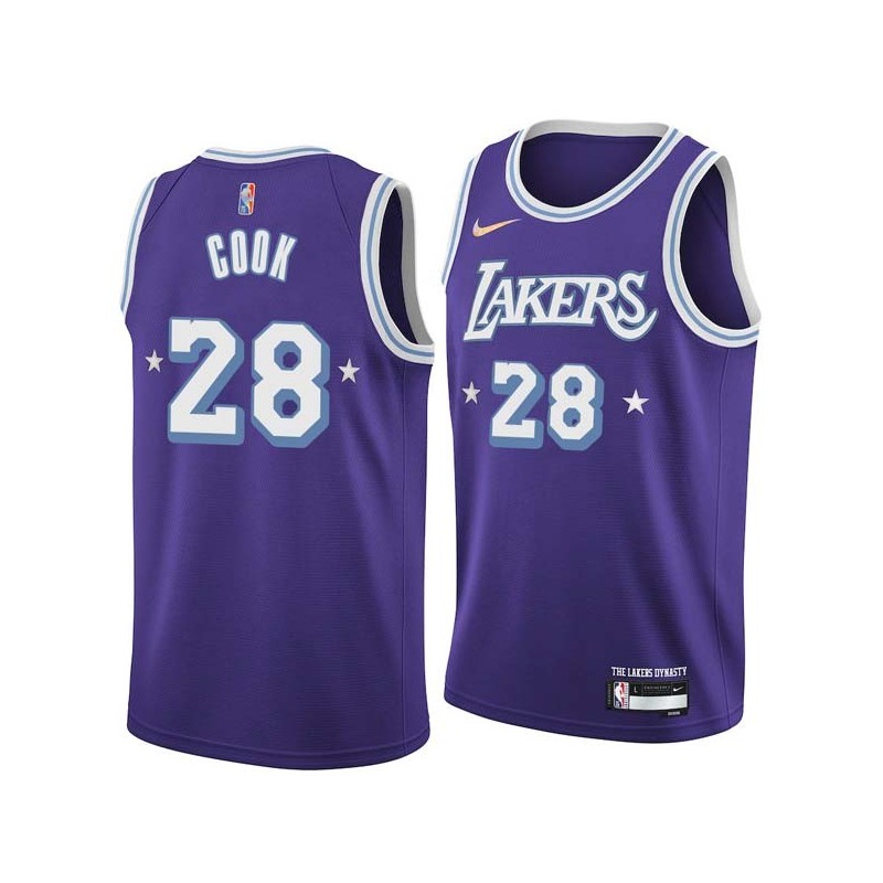 2021-22City Quinn Cook Lakers #28 Twill Basketball Jersey FREE SHIPPING