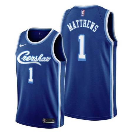 Crenshaw Wes Matthews Twill Basketball Jersey -Lakers #1 Matthews Twill Jerseys, FREE SHIPPING