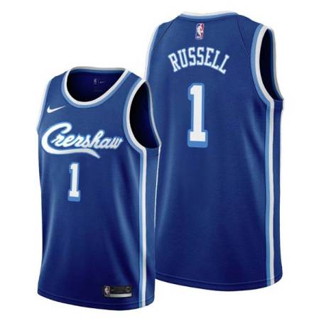 Crenshaw D'Angelo Russell Twill Basketball Jersey -Lakers #1 Russell Twill Jerseys, FREE SHIPPING