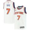 White Gene Shue Twill Basketball Jersey -Knicks #7 Shue Twill Jerseys, FREE SHIPPING