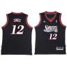 Black Throwback Larry Jones Twill Basketball Jersey -76ers #12 Jones Twill Jerseys, FREE SHIPPING