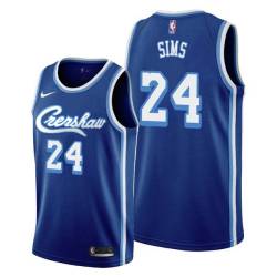 Crenshaw Bob Sims Twill Basketball Jersey -Lakers #24 Sims Twill Jerseys, FREE SHIPPING