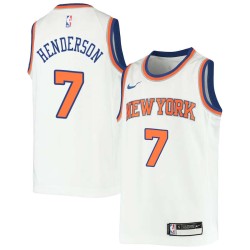 White Gerald Henderson Twill Basketball Jersey -Knicks #7 Henderson Twill Jerseys, FREE SHIPPING