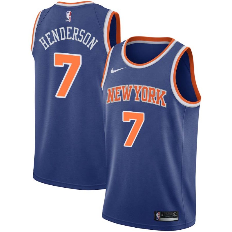 Blue Gerald Henderson Twill Basketball Jersey -Knicks #7 Henderson Twill Jerseys, FREE SHIPPING