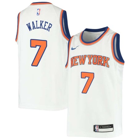 White Kenny Walker Twill Basketball Jersey -Knicks #7 Walker Twill Jerseys, FREE SHIPPING