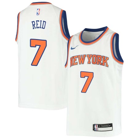 White J.R. Reid Twill Basketball Jersey -Knicks #7 Reid Twill Jerseys, FREE SHIPPING