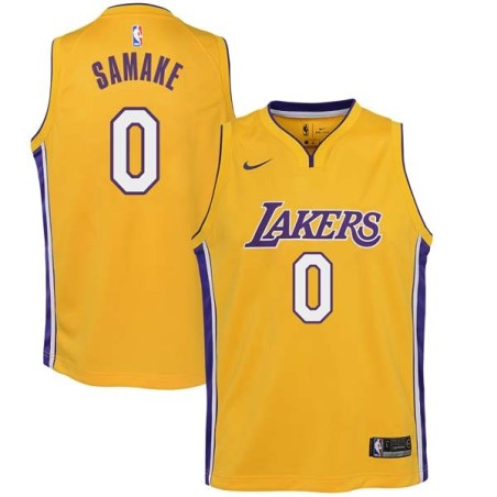 Gold2 Soumaila Samake Twill Basketball Jersey -Lakers #0 Samake Twill Jerseys, FREE SHIPPING