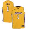 Gold2 Anthony Peeler Twill Basketball Jersey -Lakers #1 Peeler Twill Jerseys, FREE SHIPPING