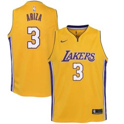 Gold2 Trevor Ariza Twill Basketball Jersey -Lakers #3 Ariza Twill Jerseys, FREE SHIPPING