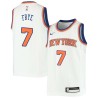 White Channing Frye Twill Basketball Jersey -Knicks #7 Frye Twill Jerseys, FREE SHIPPING