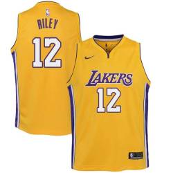 Gold2 Pat Riley Twill Basketball Jersey -Lakers #12 Riley Twill Jerseys, FREE SHIPPING