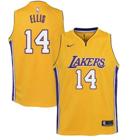 Gold2 Leroy Ellis Twill Basketball Jersey -Lakers #14 Ellis Twill Jerseys, FREE SHIPPING