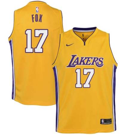 Gold2 Rick Fox Twill Basketball Jersey -Lakers #17 Fox Twill Jerseys, FREE SHIPPING