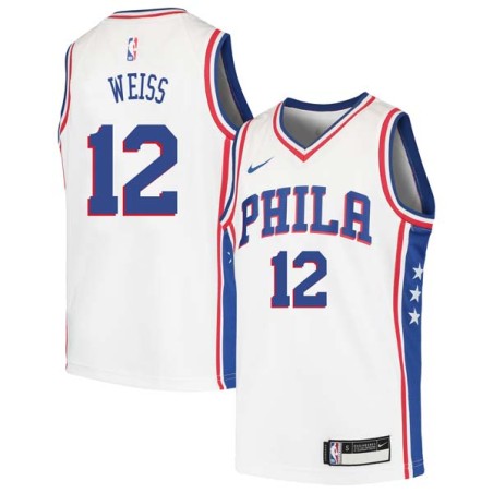 White Bob Weiss Twill Basketball Jersey -76ers #12 Weiss Twill Jerseys, FREE SHIPPING