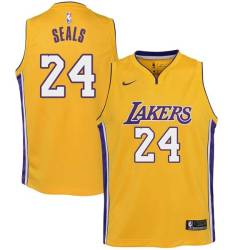 Gold2 Shea Seals Twill Basketball Jersey -Lakers #24 Seals Twill Jerseys, FREE SHIPPING