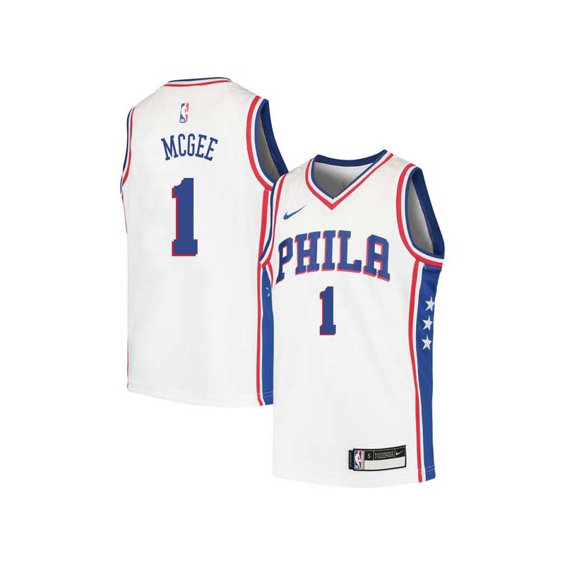 White JaVale McGee Twill Basketball Jersey -76ers #1 McGee Twill Jerseys, FREE SHIPPING