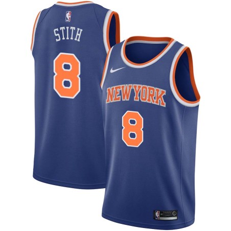 Blue Tom Stith Twill Basketball Jersey -Knicks #8 Stith Twill Jerseys, FREE SHIPPING