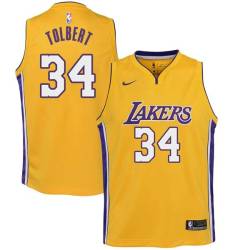 Gold2 Ray Tolbert Twill Basketball Jersey -Lakers #34 Tolbert Twill Jerseys, FREE SHIPPING
