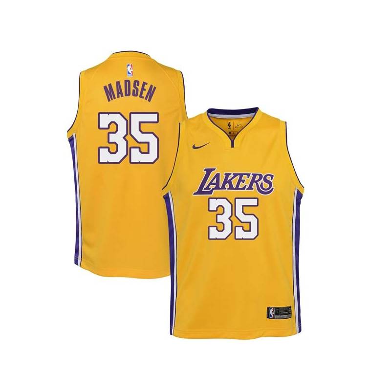 Gold2 Mark Madsen Twill Basketball Jersey -Lakers #35 Madsen Twill Jerseys, FREE SHIPPING