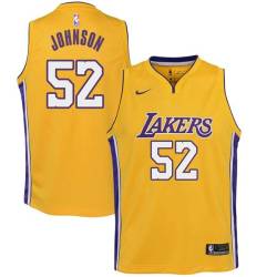 Gold2 Ron Johnson Twill Basketball Jersey -Lakers #52 Johnson Twill Jerseys, FREE SHIPPING