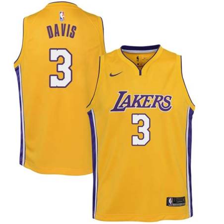 Gold2 Anthony Davis Lakers #3 Twill Basketball Jersey FREE SHIPPING