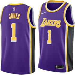 Purple Earl Jones Twill Basketball Jersey -Lakers #1 Jones Twill Jerseys, FREE SHIPPING