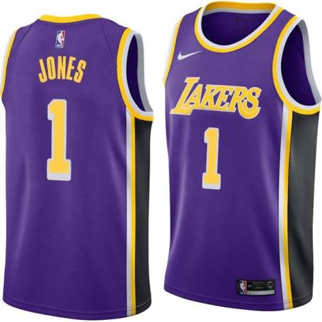 Purple Earl Jones Twill Basketball Jersey -Lakers #1 Jones Twill Jerseys, FREE SHIPPING
