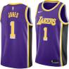 Purple Earl Jones Twill Basketball Jersey -Lakers #1 Jones Twill Jerseys, FREE SHIPPING