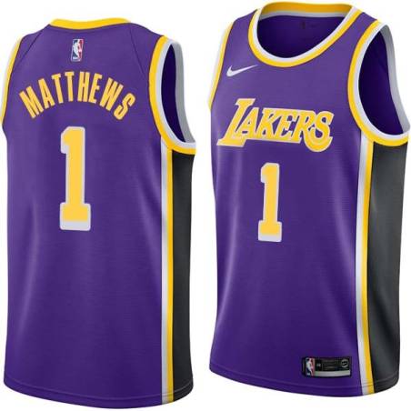 Purple Wes Matthews Twill Basketball Jersey -Lakers #1 Matthews Twill Jerseys, FREE SHIPPING