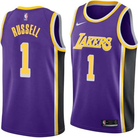 Purple D'Angelo Russell Twill Basketball Jersey -Lakers #1 Russell Twill Jerseys, FREE SHIPPING