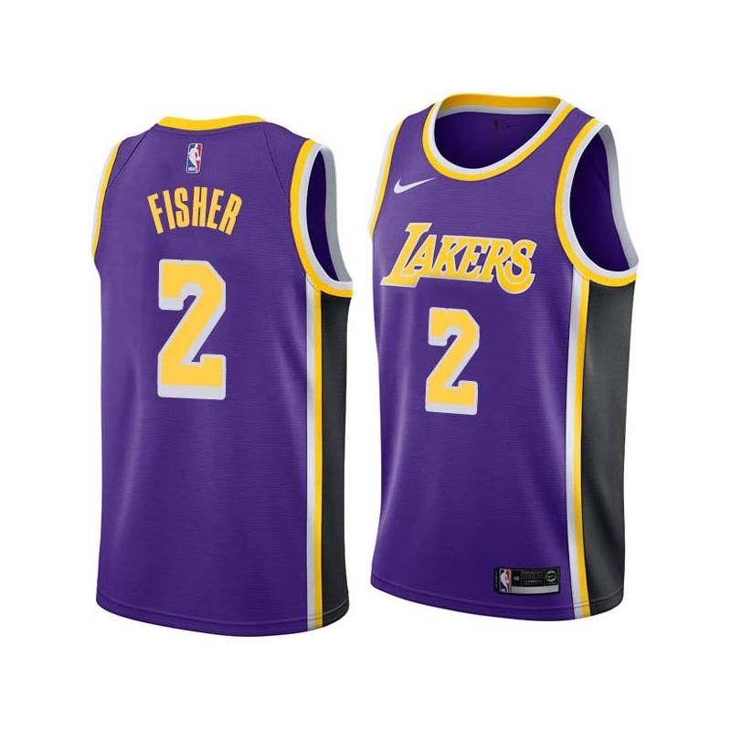 Purple Derek Fisher Twill Basketball Jersey -Lakers #2 Fisher Twill Jerseys, FREE SHIPPING