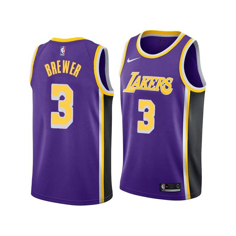 Purple Corey Brewer Twill Basketball Jersey -Lakers #3 Brewer Twill Jerseys, FREE SHIPPING