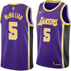 Purple Jim McMillian Twill Basketball Jersey -Lakers #5 McMillian Twill Jerseys, FREE SHIPPING