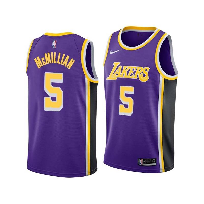 Purple Jim McMillian Twill Basketball Jersey -Lakers #5 McMillian Twill Jerseys, FREE SHIPPING