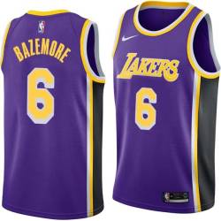 Purple Kent Bazemore Twill Basketball Jersey -Lakers #6 Bazemore Twill Jerseys, FREE SHIPPING