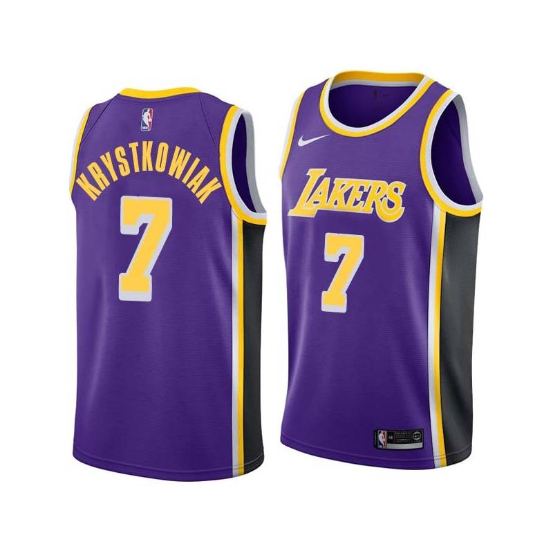 Purple Larry Krystkowiak Twill Basketball Jersey -Lakers #7 Krystkowiak Twill Jerseys, FREE SHIPPING