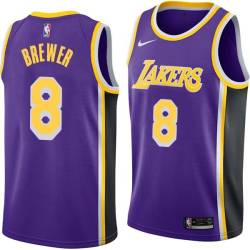 Purple Jim Brewer Twill Basketball Jersey -Lakers #8 Brewer Twill Jerseys, FREE SHIPPING