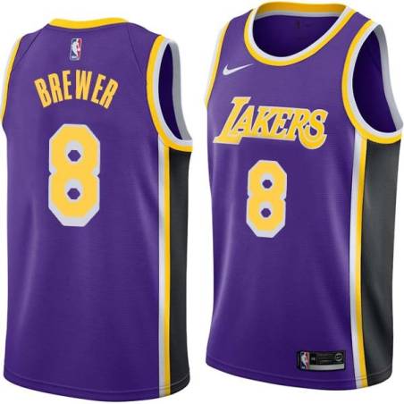 Purple Jim Brewer Twill Basketball Jersey -Lakers #8 Brewer Twill Jerseys, FREE SHIPPING