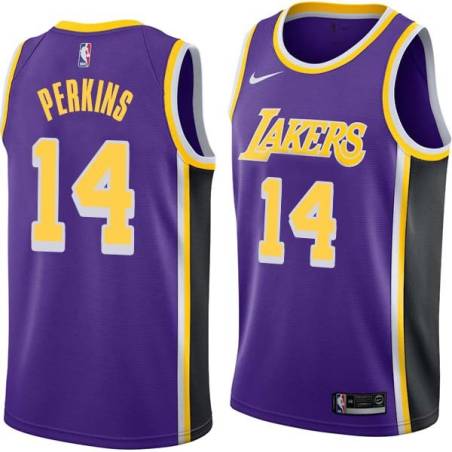 Purple Sam Perkins Twill Basketball Jersey -Lakers #14 Perkins Twill Jerseys, FREE SHIPPING