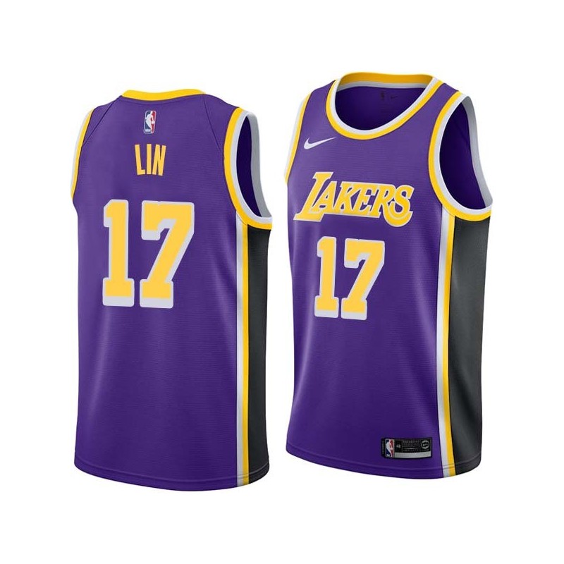 Purple Jeremy Lin Twill Basketball Jersey -Lakers #17 Lin Twill Jerseys, FREE SHIPPING