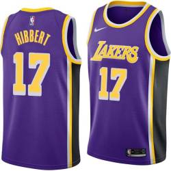 Purple Roy Hibbert Twill Basketball Jersey -Lakers #17 Hibbert Twill Jerseys, FREE SHIPPING